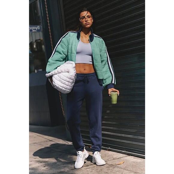 $228! FREE PEOPLE  Fleecy Sherpa Scrunchy Pippa Jacket - Green Combo Small - Picture 1 of 5